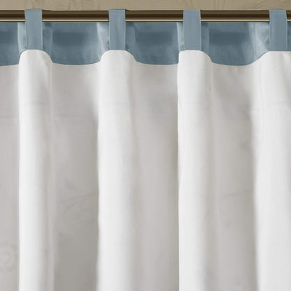 Madison Park Serene Embroidered Light Filtering Curtain Panel, 50x18, Blue for Bedroom Livingroom