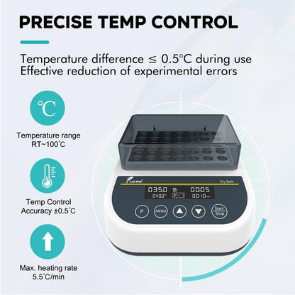 LAB FISH Heating Digital Dry Bath Incubator Laboratory Thermostatic Heater,Programmable Timer | Dry Block Incubator with 1.5ml*35 Centrifuge Tubes Block
