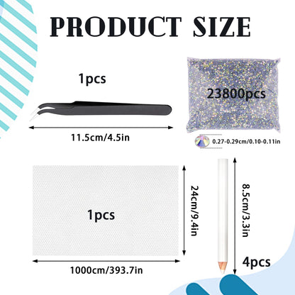 23800 Pcs Hotfix Crystal AB Flatback Rhinestones Bulk for Crafts,Clothes,Nail Art with Rhinestone Transfer Paper and Picking Pen and Clip (SS10,Crystal AB)