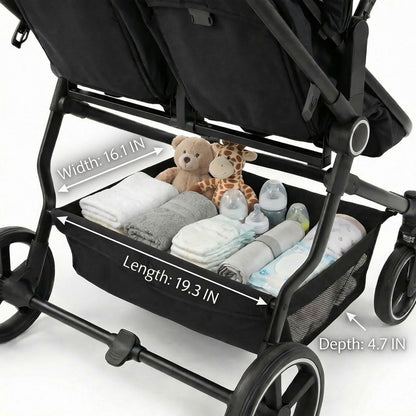 TALENBEEN Double Stroller for Infant and Toddler, Lightweight Side by Side Twin Baby Stroller, 26.8" Slim Design Fits Doors, Compact Foldable Travel Stroller, Independent Recline, Gray
