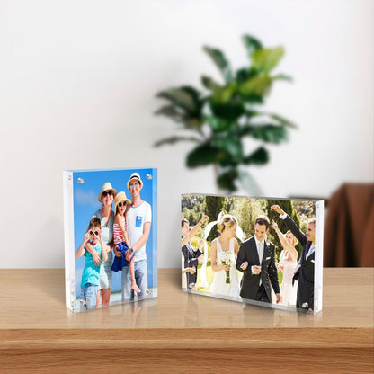 laapee 5x7 Inches Acrylic Picture Frames 5 Pack, Double Sided Magnetic Photo Frames,Free Standing on Desk or Table Clear Picture Frames