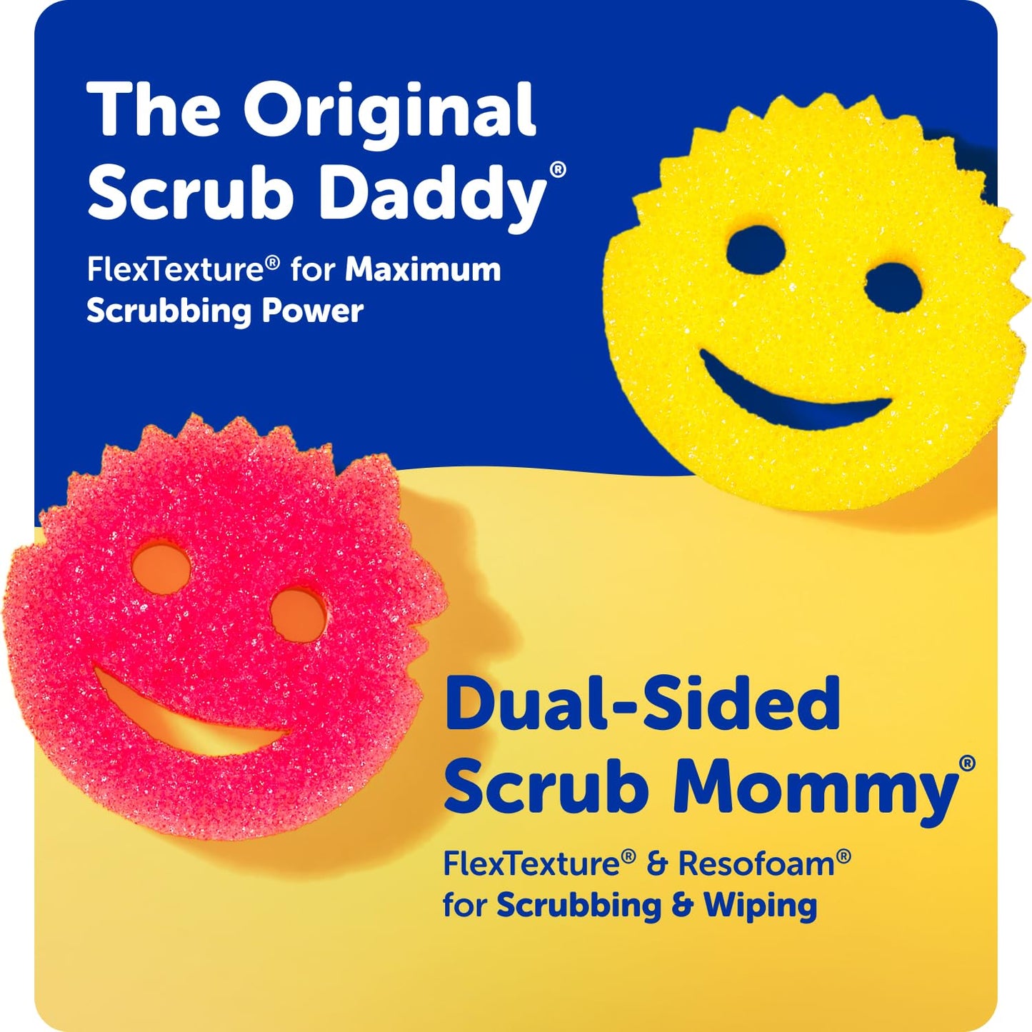 Scrub Daddy 6 Kitchen Sponges & 1 Daddy Caddy Dish Sponge Holder - BPA Free & Made with Polymer Foam - Stain & Odor Resistant, Scratch-Free Multipurpose Scrubbers