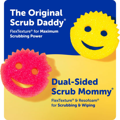 Scrub Daddy 6 Kitchen Sponges & 1 Daddy Caddy Dish Sponge Holder - BPA Free & Made with Polymer Foam - Stain & Odor Resistant, Scratch-Free Multipurpose Scrubbers