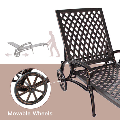 Villeston Chaise Lounges Outdoor - Lounge Chairs for Outside Pool Tanning Chair Adjustable Patio Reclining Cast Aluminum for Beach Yard, Antique Bronze