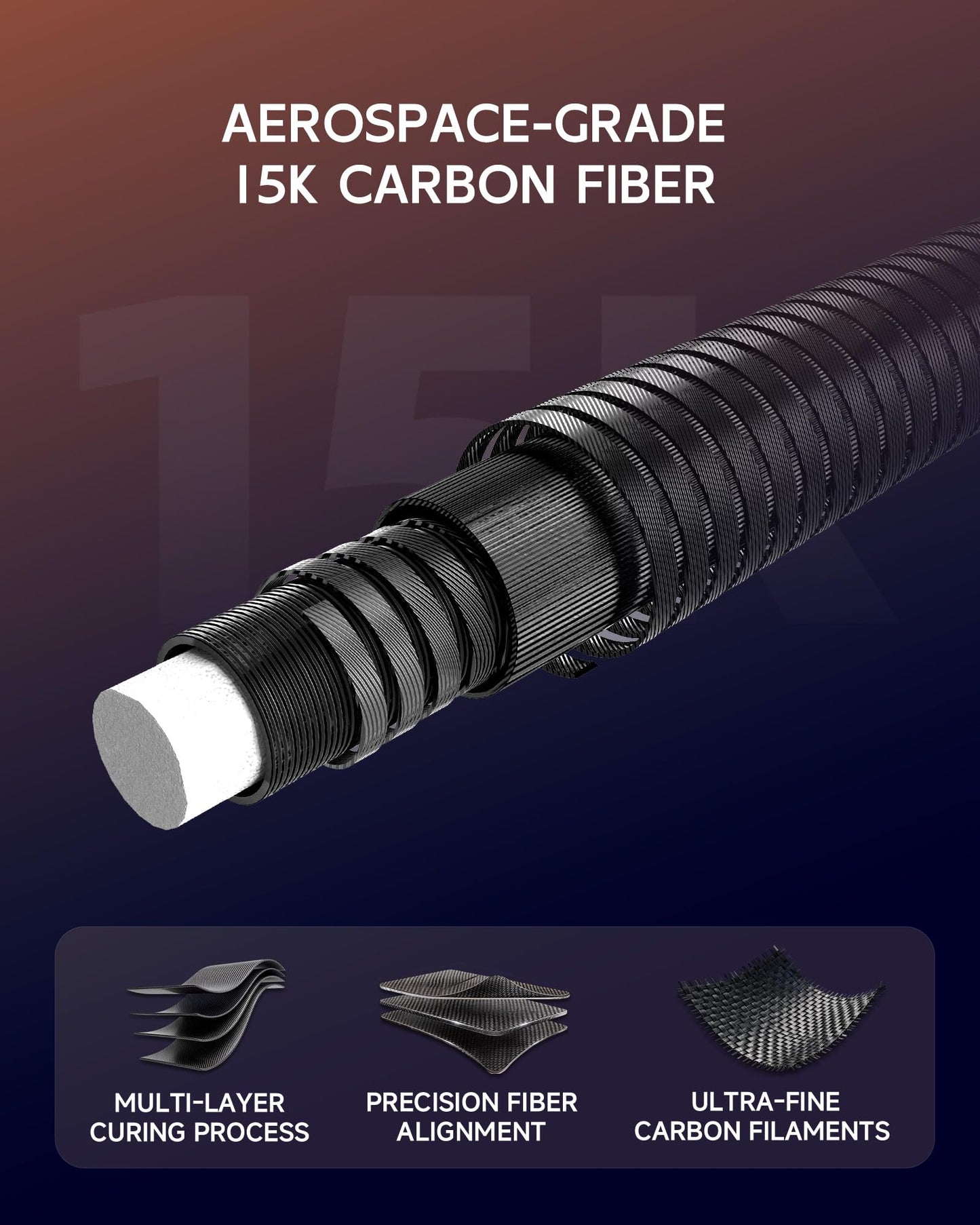 KONLLEN Carbon Fiber Pool Cue 2.0, 58-inch Low Deflection Billiard Stick for Adults with 12.5mm Tip and Pro Taper