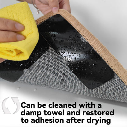 Rug Non Slip Grippers, Reusable Rug Tape, No Damaging for Hardwood Floors, Carpet Grippers Stickers Pads for Area Rugs Corners Flat, 12Pcs