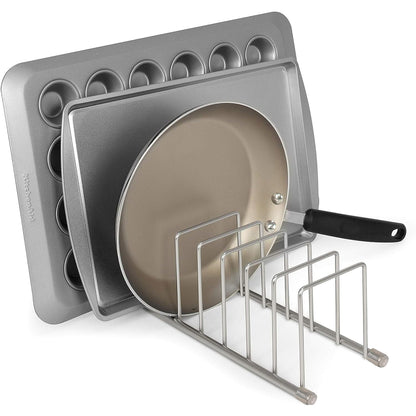FitWell Kitchen Bakeware Organizer,Plate Racks,Rack for Plastic Lids,Cutting Boards,Cookie Sheets,Pots & Pans Holder,Compact Kitchen Storage,Cabinet Organizer