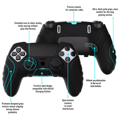 PlayVital Guardian Edition Anti-Slip Ergonomic Silicone Cover Case for ps5 Edge Controller, Soft Rubber Protector Skin for ps5 Edge Wireless Controller with Thumb Grip Caps - Black
