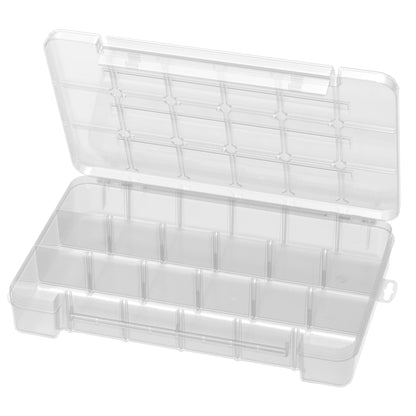 Akro-Mils 05905 Plastic Portable Parts Storage Case for Hardware and Crafts with Hinged Lid and 5 Adjustable Dividers, (14-3/8-Inch x 9-1/2-Inch x 2-1/2-Inch), Large, Clear