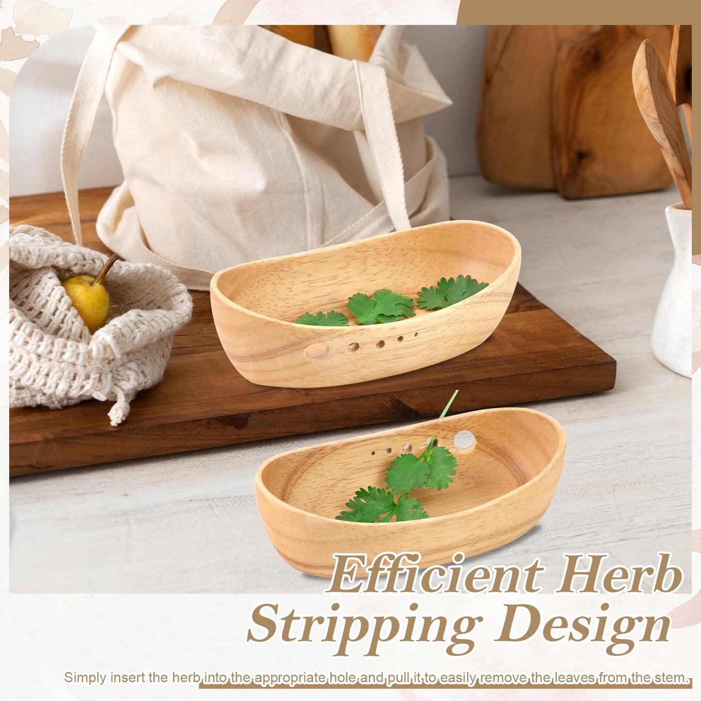 SKLENICE Wooden Herb Stripper Bowl Handmade Herb Stripper Tool with 5 Different Hole Sizes Efficient Herb Peeling Cup Herb Leaf Peeler for Separating Leaves Kale Broccoli Thyme Basil Rosemary