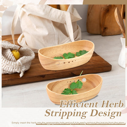 SKLENICE Wooden Herb Stripper Bowl Handmade Herb Stripper Tool with 5 Different Hole Sizes Efficient Herb Peeling Cup Herb Leaf Peeler for Separating Leaves Kale Broccoli Thyme Basil Rosemary