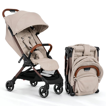 Silver Cross Clic Compact Travel Stroller – (Latte) – Lightweight Baby Stroller for Airplane Travel – One-Hand Fold, Lie-Flat Infant & Toddler Seat – Birth to 55 lb