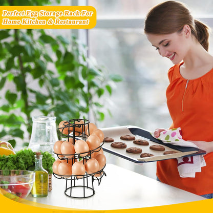 2 Countertop Display(9.4'',handle Zubebe Pcs Egg Basket Storage, Spiral Fresh Egg Collecting Holder Metal Wire Rack