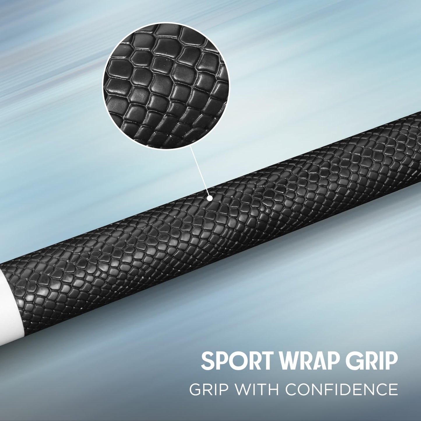 RHINO LUMINAX Carbon Fiber Billiard Cue Stick, Pro Taper Low Deflection Shaft, 3/8-8 Stainless Steel Joint, Composite Butt, Sport Wrap Grip