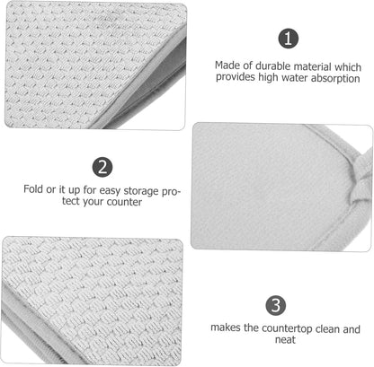 Ciieeo White Kitchen Drain Mat, Foldable Drying Pad for Tableware, Microfiber Dish Drying Mat for Countertop