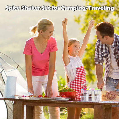 Portable Camper Spice Rack - Plastic Spice Shaker Set of 6 with Lids, Spice Pots Shaker Jars for Kitchen Cooking
