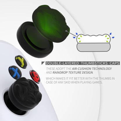 PlayVital Thumbs Cushion Caps Thumb Grips for ps5/4, Thumbstick Grip Cover for Xbox Series X/S, Thumb Grip Caps for Xbox One, Elite Series 2, for Switch Pro Controller - Raindrop Texture Design Black