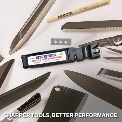 SELECTOOL Knife Sharpening System Complete Kit - Father’s Day Gift for Dad, Manual Knife & Tool Sharpener for Kitchen Knives, Pocket Knives, Scissors & Outdoor Tools, Made in USA
