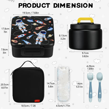 MAISON HUIS Bento Lunch Box with 8oz Soup Thermo, 5-Compartment Leak-Proof Container, Thermo Hot Food Jar and Insulated Lunch Bag, BPA Free,Travel, School
