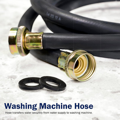HIGHCRAFT 2564, 4 Feet Washing Machine Hose, Durable Black EPDM Rubber Tube Cover, 3/4" x 3/4" Female, MADE IN USA