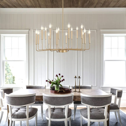 WOKNOS Modern Gold Farmhouse Chandeliers, 16-Light Industrial Metal Chandelier Lighting, Classic Candle Hanging Pendant Light Fixtures for Kitchen Island, Living Room, Dining Room, Stair