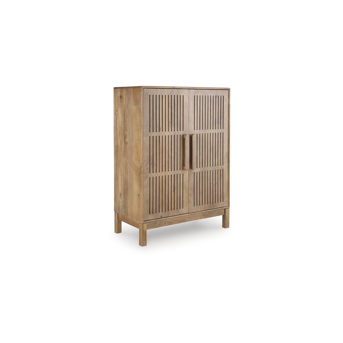 Signature Design by Ashley Pellamour Casual Bar Cabinet with Anti-Tipping and Adjustable Shelf, Light Brown