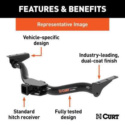 Allen Sports Premier Locking Quick Release 5-Bike Carrier for 2 in. Hitch & CURT 13105 Class 3 Trailer Hitch, 2-Inch Receiver, Exposed Main Body, Fits Select Toyota Sienna, Gloss Black Powder Coat