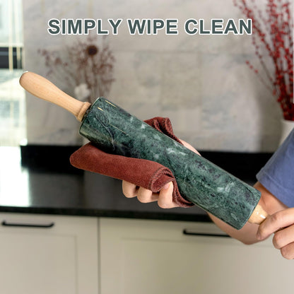 Koville Indian Green Marble Rolling Pin, Non-Stick Stone Dough Roller, 18 Inch Rolling Pin for Baking,Pasta, Dumpling, Ravioli, Fondant,Pie Crust, Kitchen Baking Pastry Tools, Kitchen Essential