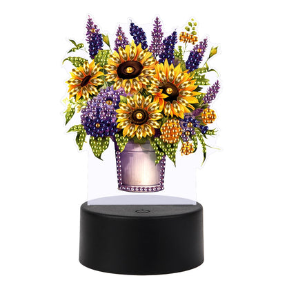 TDFERAN Diamond Painting Led Lights Kit DIY Bouquet Draw Diamonds Art Adults Lamp Diamant Manual Lamp Room Led Lights Bedroom Plant Diamond Art Decorations Desktop Bedside Luminous Decorate