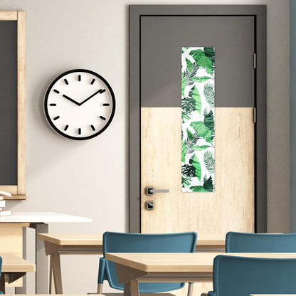 2 Pcs Blackout Window Shades for Classroom, 8 x 36 Inches Tropical Leaves Patterns Side Door Window Curtain