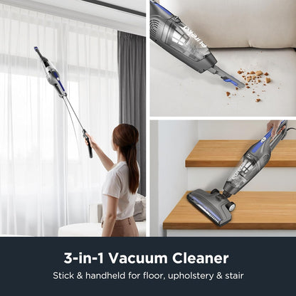 Eureka NES312 Corded Stick Vacuum Cleaner, Lightweight Pet Hair Cleaner with Powerful Suction for Carpet and Hard