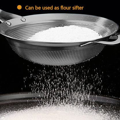 Fine Mesh Stainless Steel Metal With HoleSieve Food Strainer Grease Spider Skimmer And With Handle Large Holes Slotted Colander Frying Spoon Set,Handheld For Kitchen Cooking And Filter Food Residues