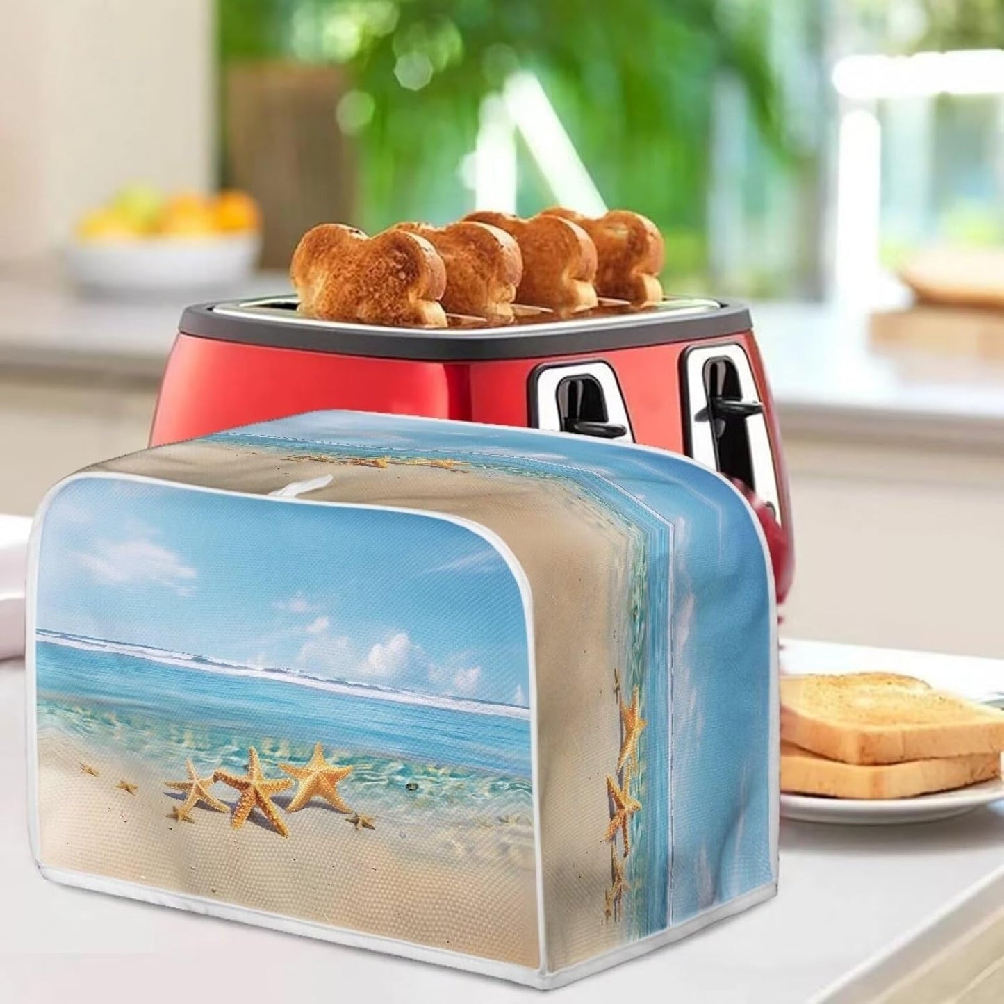 Beach Starfish Toaster Cover: Stylish Dust Proof Cover for Kitchen Appliance, Stain Resistant Anti Fingerprint Broiler