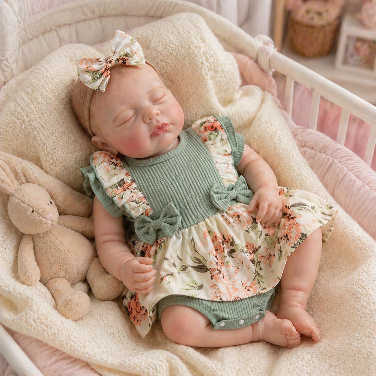 Reborn Baby Doll Clothes Accessories 22 Inch Girl Outfits 2 Pcs Set for 22-24 Inch Reborn Doll&Toddler Girl Doll