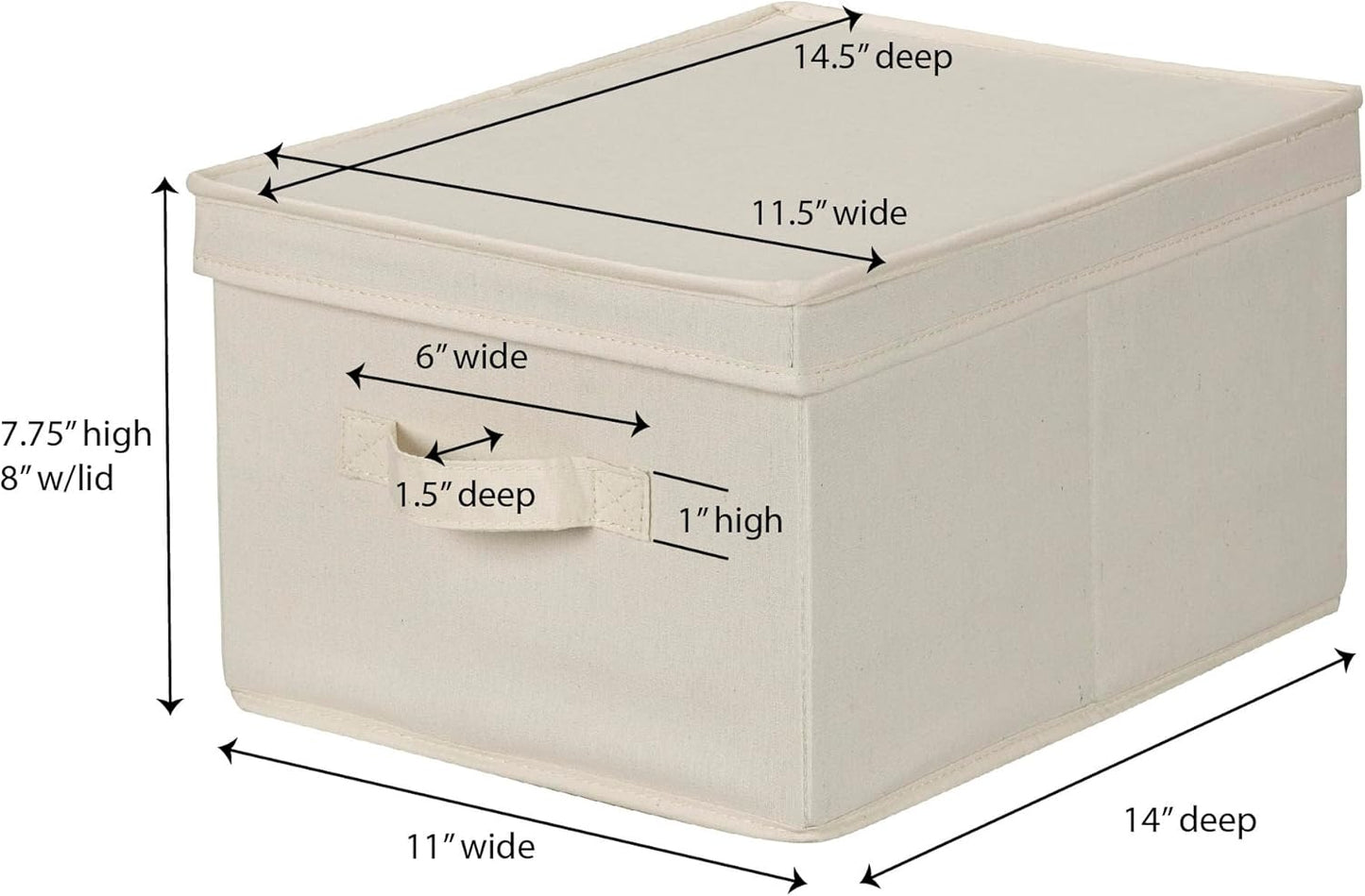Household Essentials 113 Large Storage Box with Lid and Handle - Natural Beige Canvas