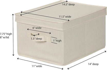Household Essentials 113 Large Storage Box with Lid and Handle - Natural Beige Canvas