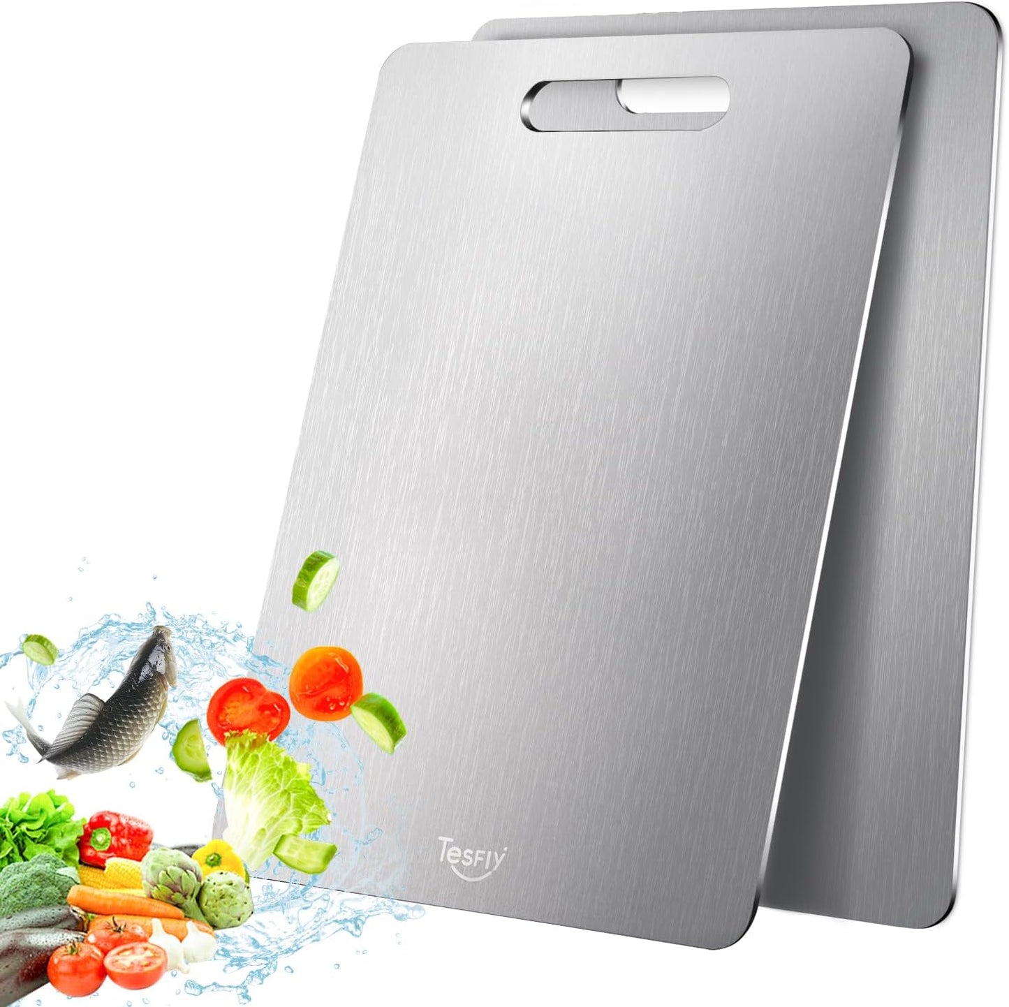 2 Pack 100% Vegetables(13 9) Titanium Cutting Board - Pure Titanium Cutting Boards For Kitchen,Easy to clean