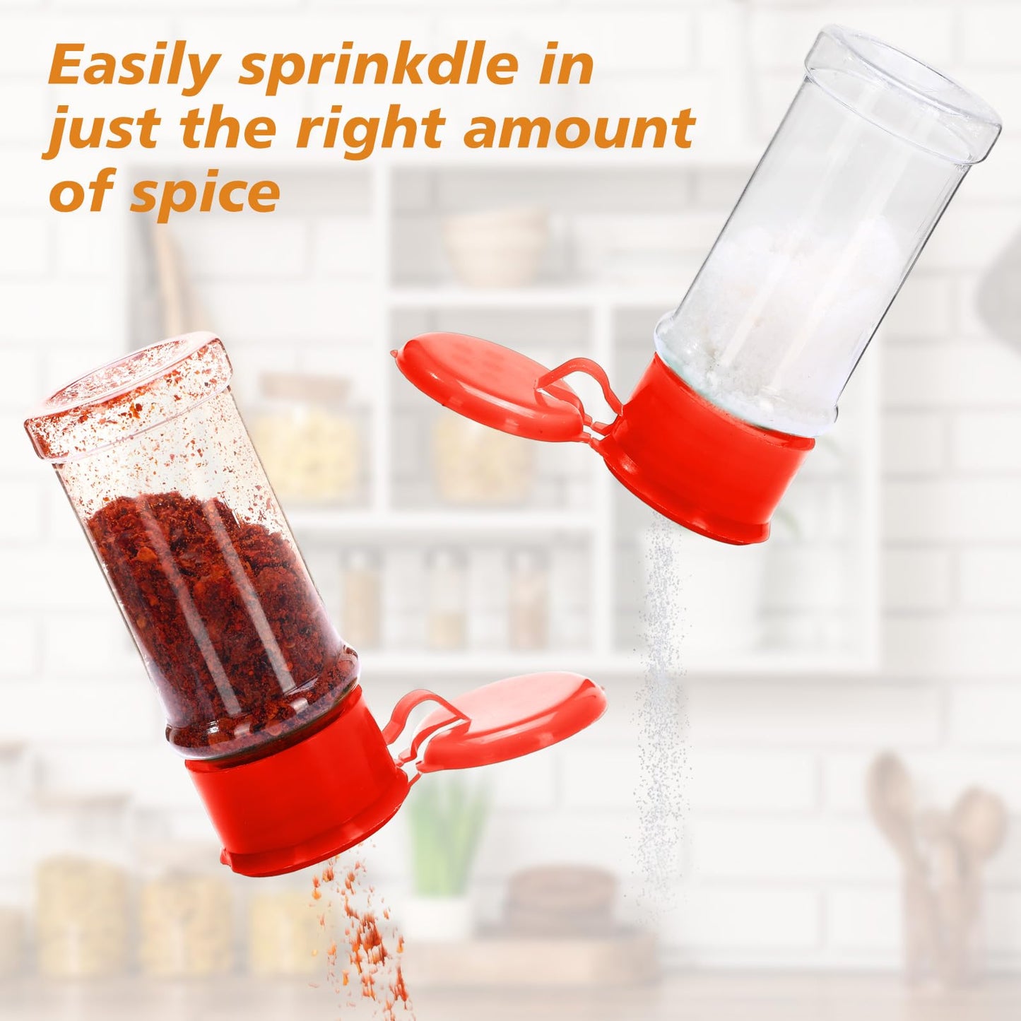 Amyhill 100 Pcs Plastic Spice Bottles Spice Jars with Cap Seasoning Jars Shaker 2 Oz/ 60ml Clear Bottle Containers with Shaker Lids for Storing Herbs and Seasoning Powders (Red)