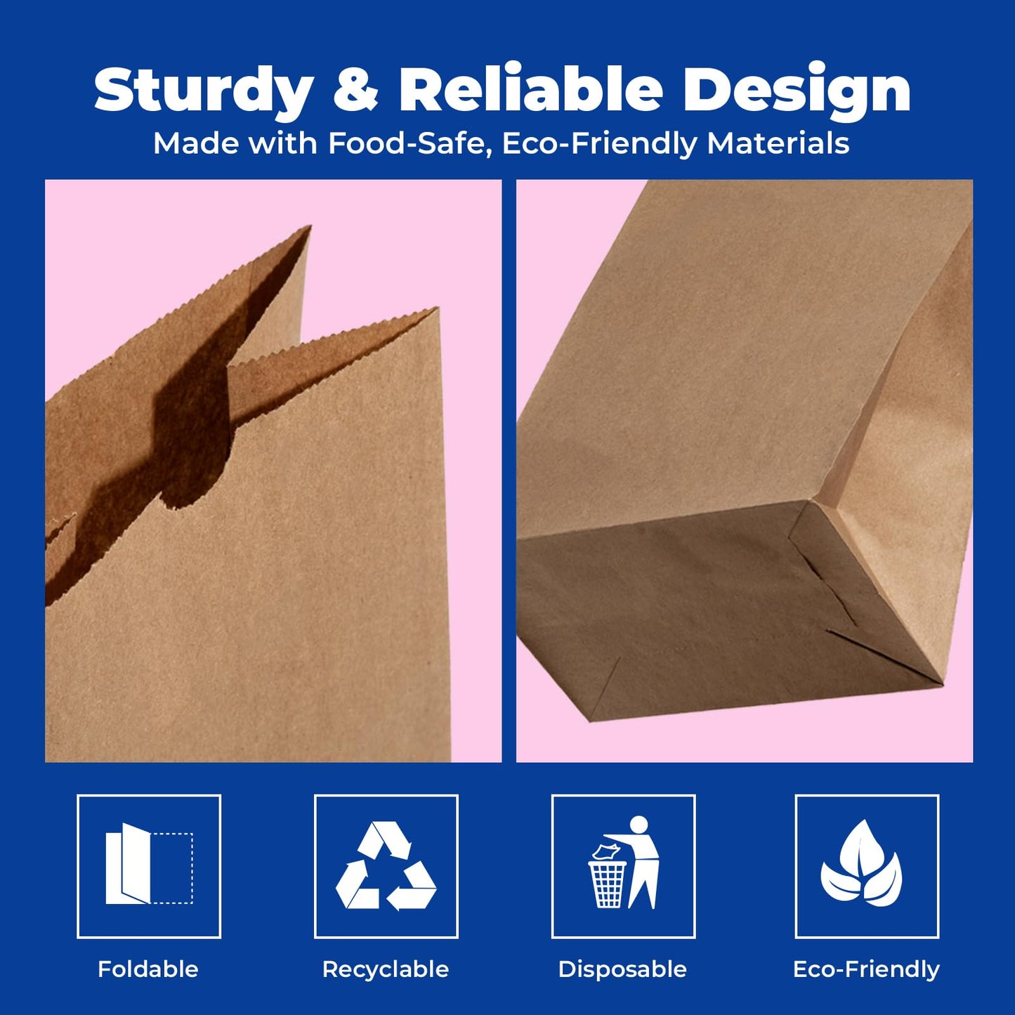Fit Meal Prep 150 Pack 12 lb Brown Paper Lunch Bags, 13 x 7 x 4.5" Durable Paper Bags Bulk for Packing, Delivery, Take Out, Grocery, Retail Shopping, Premium Kraft Sack for Snacks, Bakery