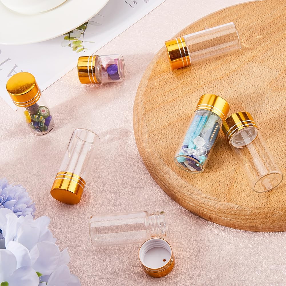 SUNNYCLUE 40Pcs Tiny Glass Storage Jars, 10ml Glass Jars with Aluminium Screw Caps, Clear Glass Sample Vials for
