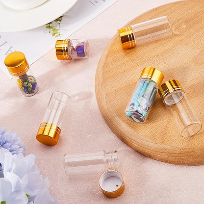 SUNNYCLUE 40Pcs Tiny Glass Storage Jars, 10ml Glass Jars with Aluminium Screw Caps, Clear Glass Sample Vials for