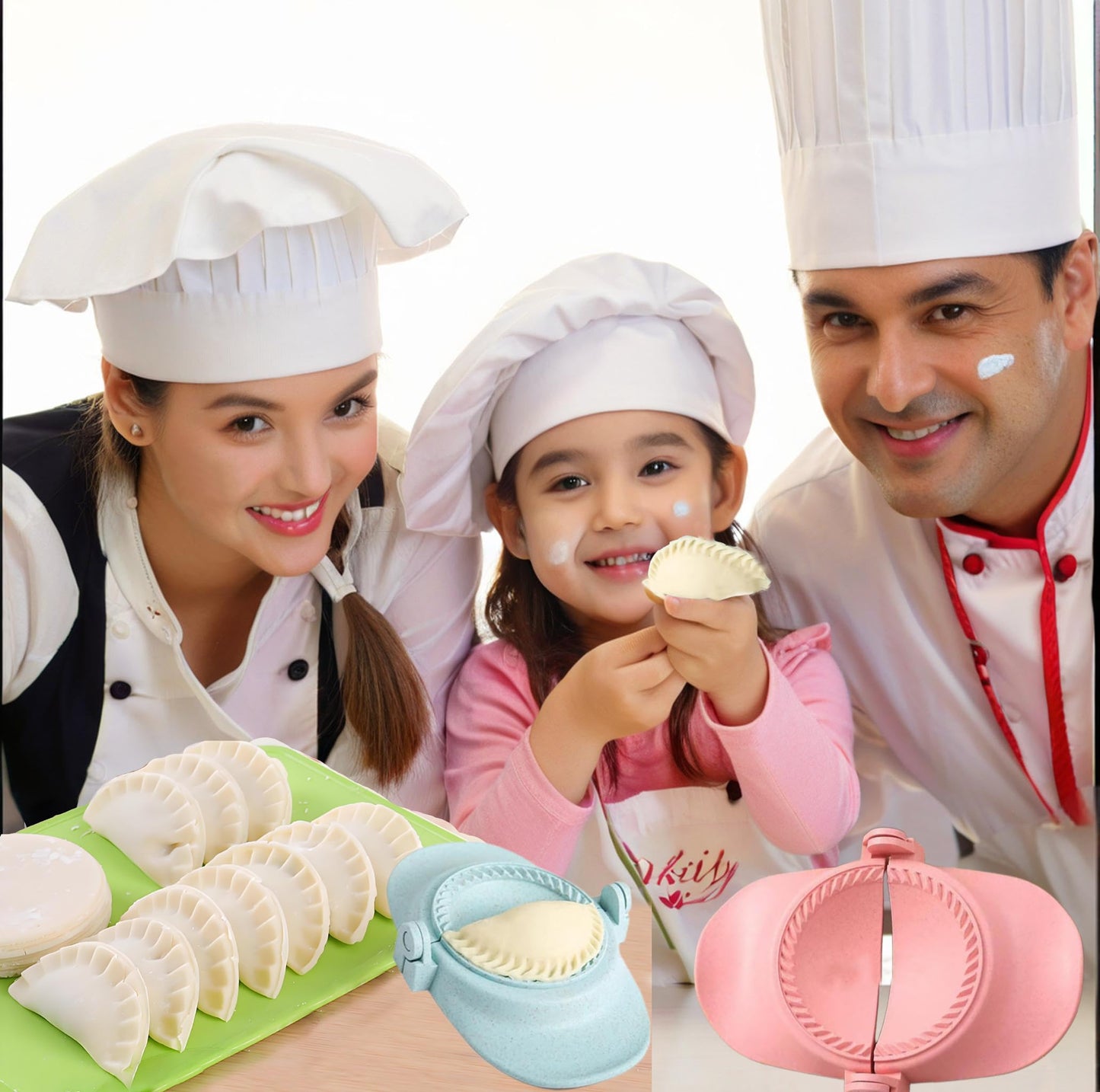 VANEME Empanada Maker Press, Dumpling Maker,Dumpling Mold Set with Dough Cutter & Stuffing Spoon,Suitable for Dumplings,Hollow Dough,Pierogi,Pastelitos(3 sizes)