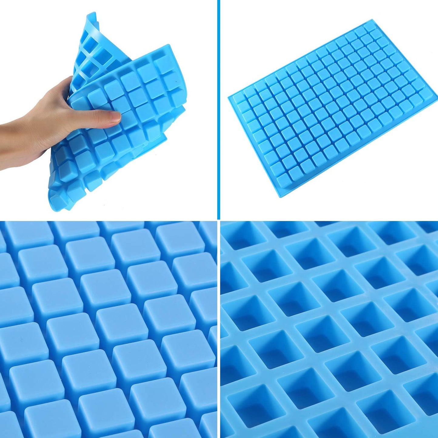 Silicone Candy Molds, 2 Pack 126-Cavity Mini Square Chocolate Molds for Gummy Jelly Truffles, Pralines, Caramels
