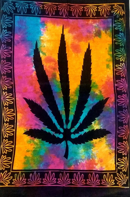 ICC Weed Tapestry, Marijuana Wall Hanging, Cannabis Hippie Decor, Small Hippie Rasta Ganja Tapestries