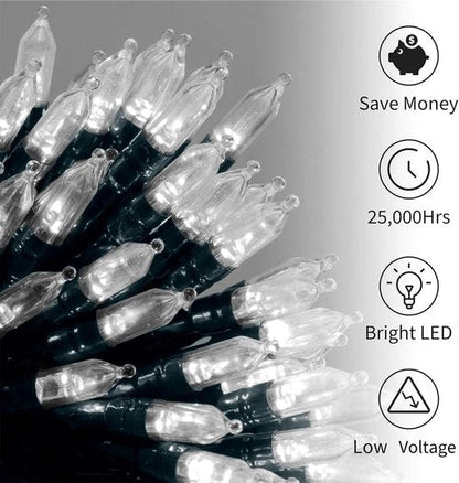Brightown Battery Operated Christmas Lights - 50 LED Mini String Lights | 18 Feet, 8 Modes, Waterproof, Pure White