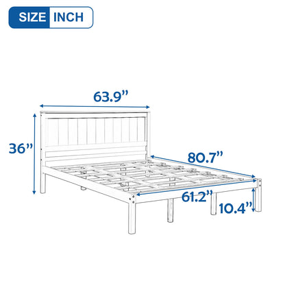 Jintop Queen Size Platform Bed Frame with Headboard,Bedroom Stylish Bed W/Wood Slat Support & No Box Spring Required,Easy to Assemble,for Kids Teens Girls Boys,Espresso