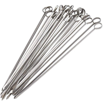 Blue Donuts 24 Pack Kabob Skewers for Grilling 12 Inch - BBQ Grill Grilling Accessories, Stainless Steel, Pack of 24