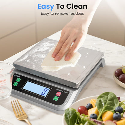 LNXDMWMS 88lb/40kg Food Scale with 6 Unit Stainless Steel Commercial Kitchen Scale, with Full View LCD Display Large Kitchen Scale with Tare and Pcs Funtion for Baking, Cooking, Flour, Fruits Silver