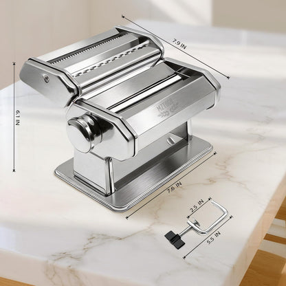 MZTOGR Pasta Maker Machine with 9 Adjustable Thickness Settings, 2 in 1 Noodle Maker Includes Pasta Cutter, Ravioli Maker Attachment & Pasta Drying Rack