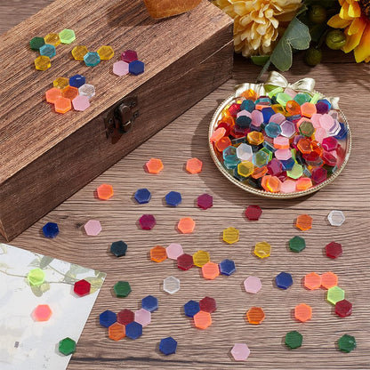 WEBEEDY 200g Glass Mosaic Tiles for Crafts About 750 Pcs Hexagon Shape Transparent Glass Pieces for Mosaic Projects Supplies Kit for Adults Beginners Home Lamp Art Christmas Decor Gift